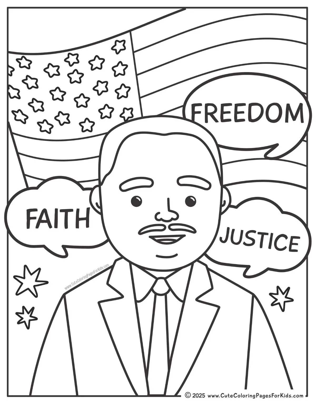 martin luther king coloring pages (free printable) - cute coloring